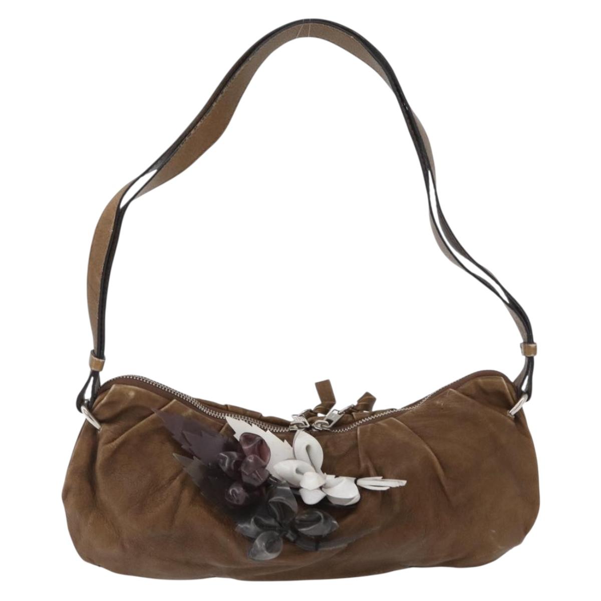 Chloe Shoulder Bag Leather Brown Silver Auth 172747