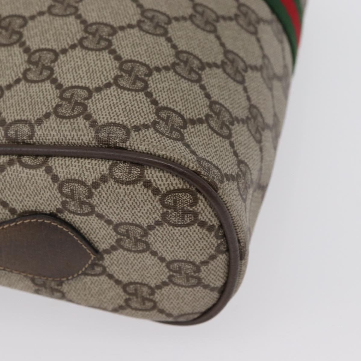 GUCCI GG Supreme Web Sherry Line Bag PVC Beige Red 68 02 005 Auth 172748