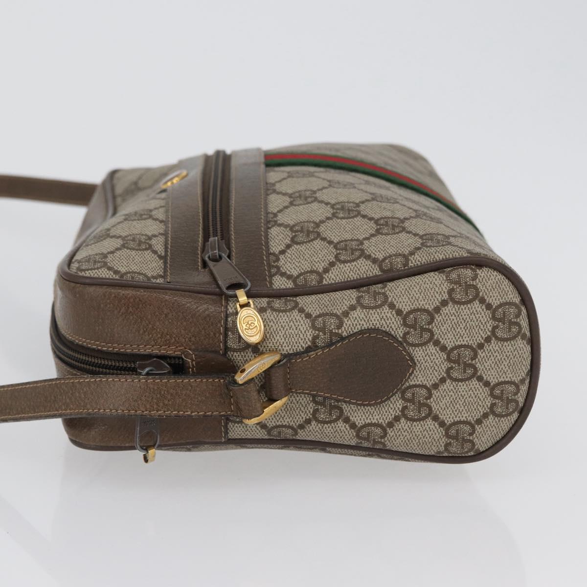 GUCCI GG Supreme Web Sherry Line Bag PVC Beige Red 68 02 005 Auth 172748