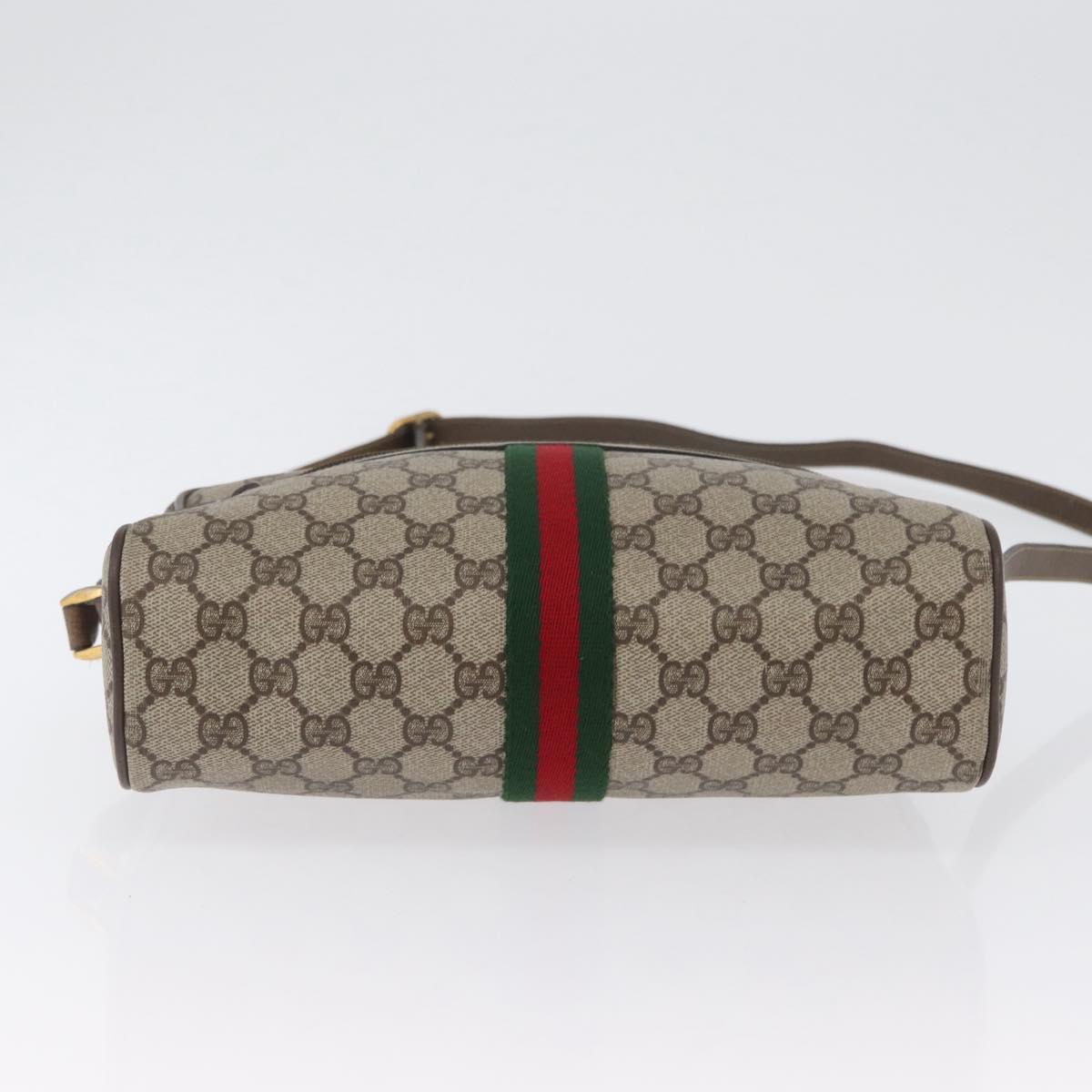 GUCCI GG Supreme Web Sherry Line Bag PVC Beige Red 68 02 005 Auth 172748