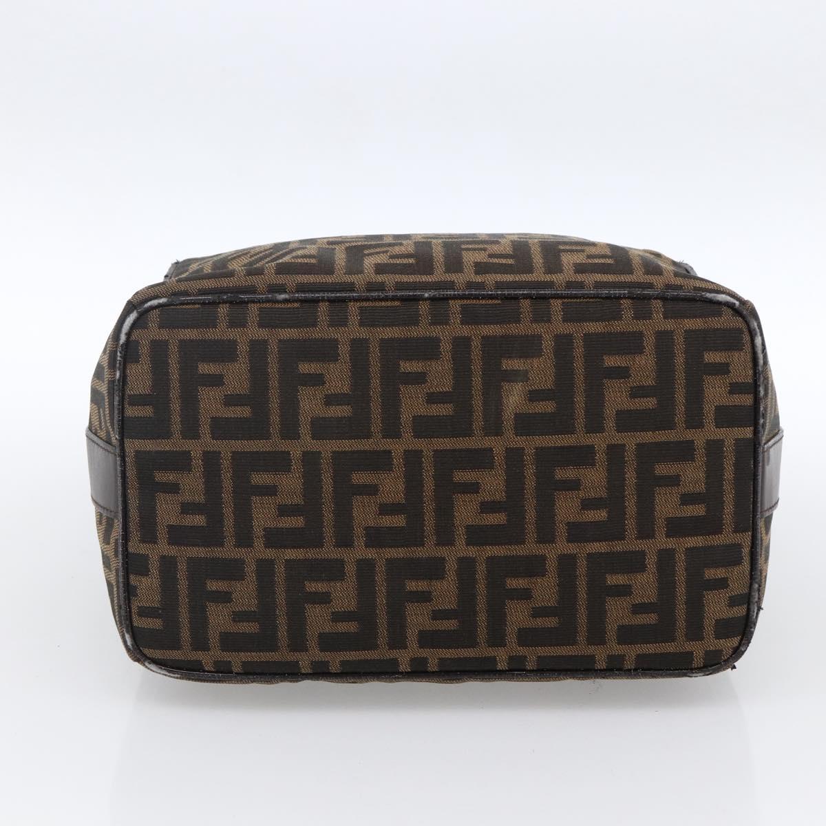 FENDI Zucca Canvas Hand Bag Black Brown Auth 172749