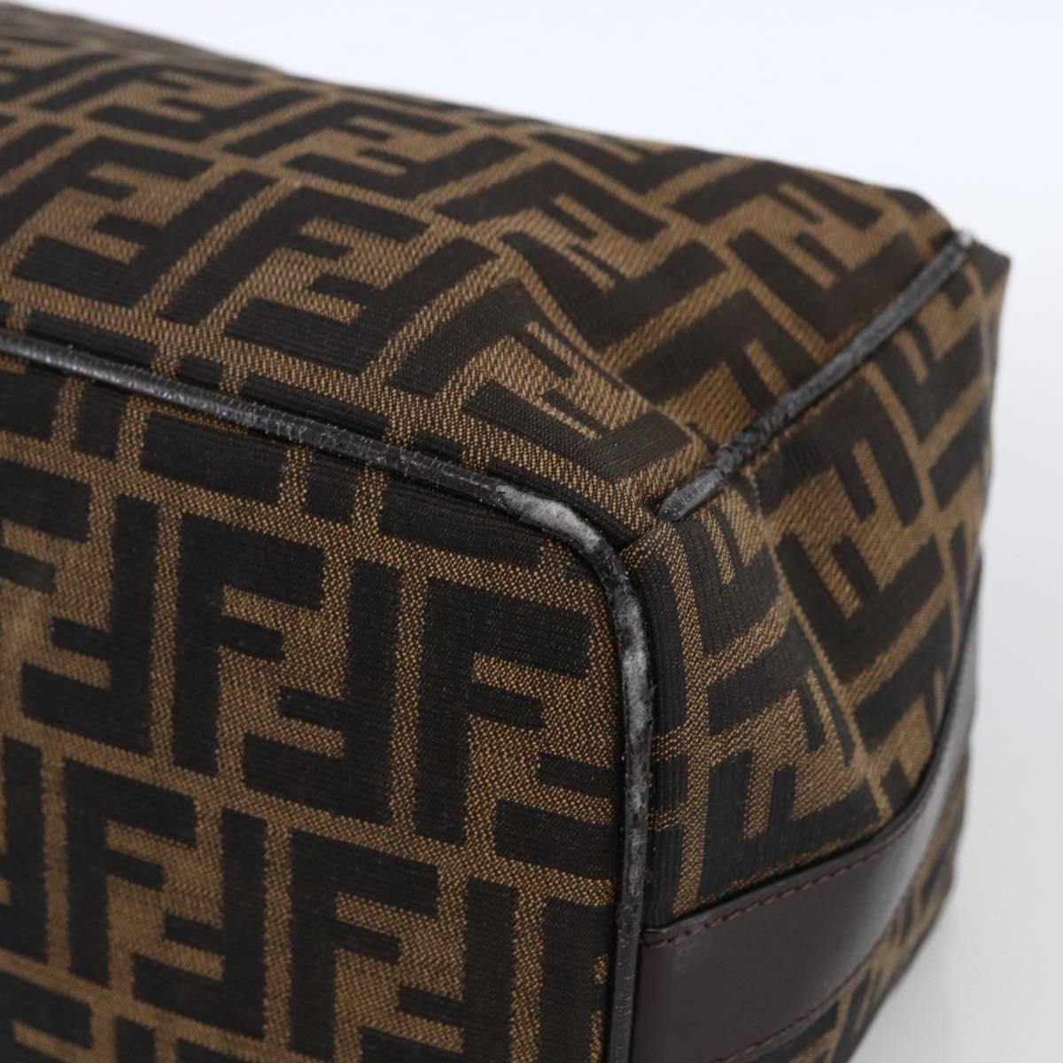 FENDI Zucca Canvas Hand Bag Black Brown Auth 172749