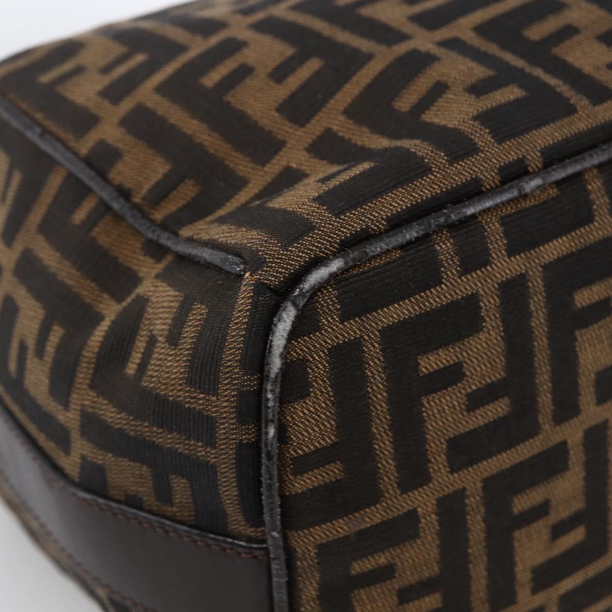FENDI Zucca Canvas Hand Bag Black Brown Auth 172749
