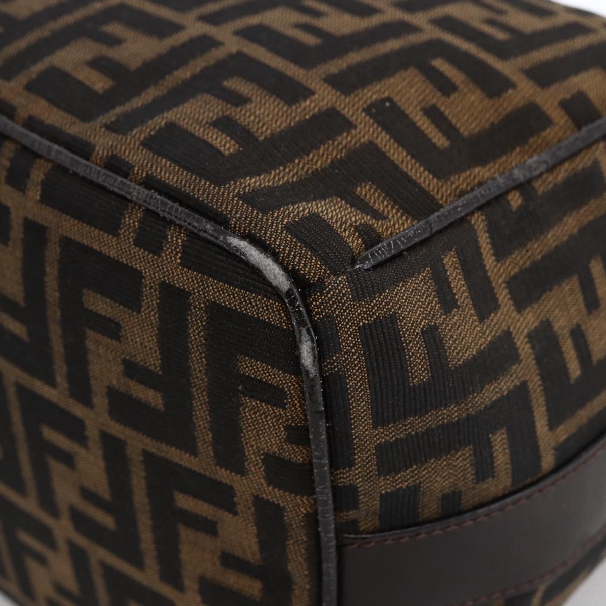 FENDI Zucca Canvas Hand Bag Black Brown Auth 172749