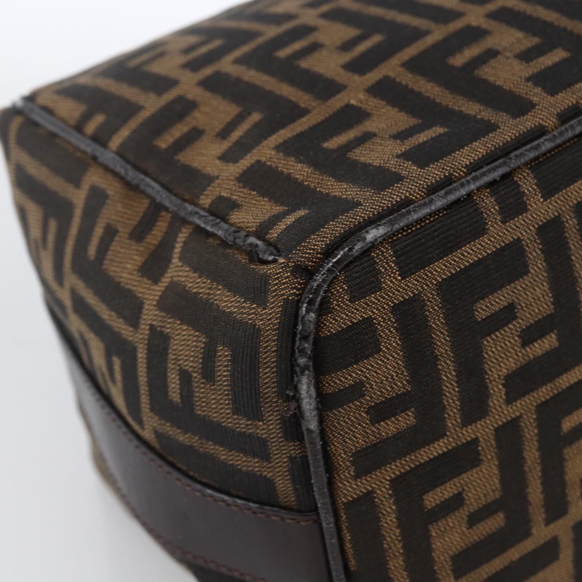 FENDI Zucca Canvas Hand Bag Black Brown Auth 172749