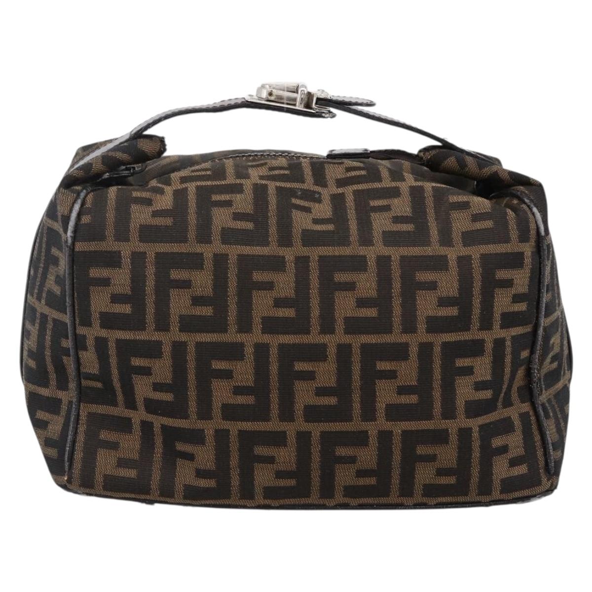 FENDI Zucca Canvas Hand Bag Black Brown Auth 172749