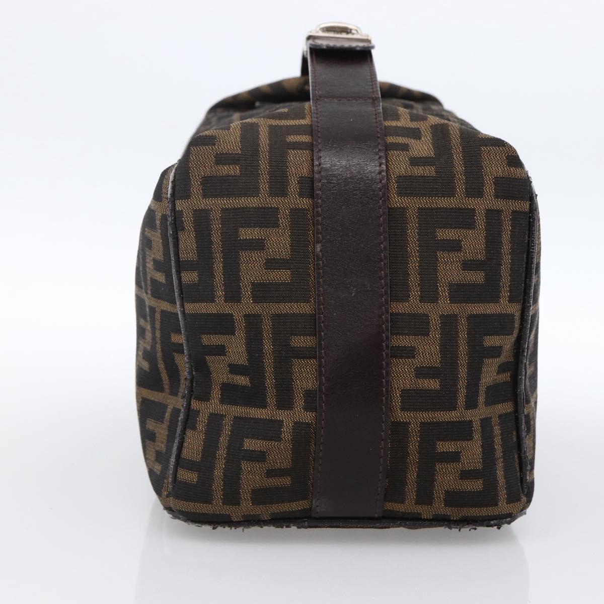 FENDI Zucca Canvas Hand Bag Black Brown Auth 172749