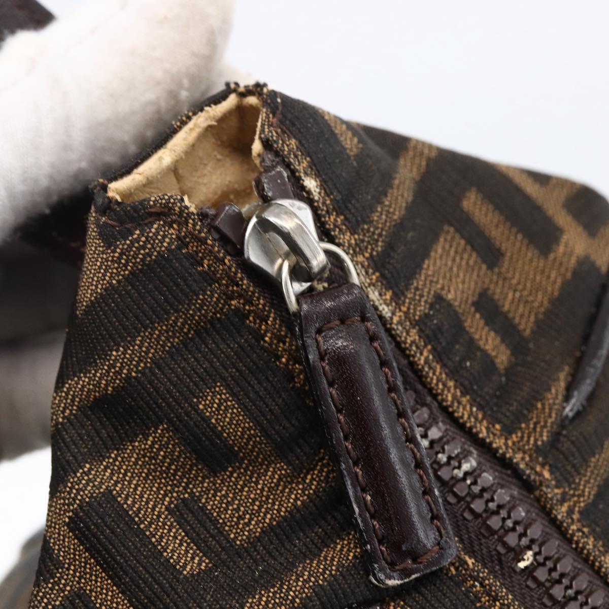 FENDI Zucca Canvas Hand Bag Black Brown Auth 172749