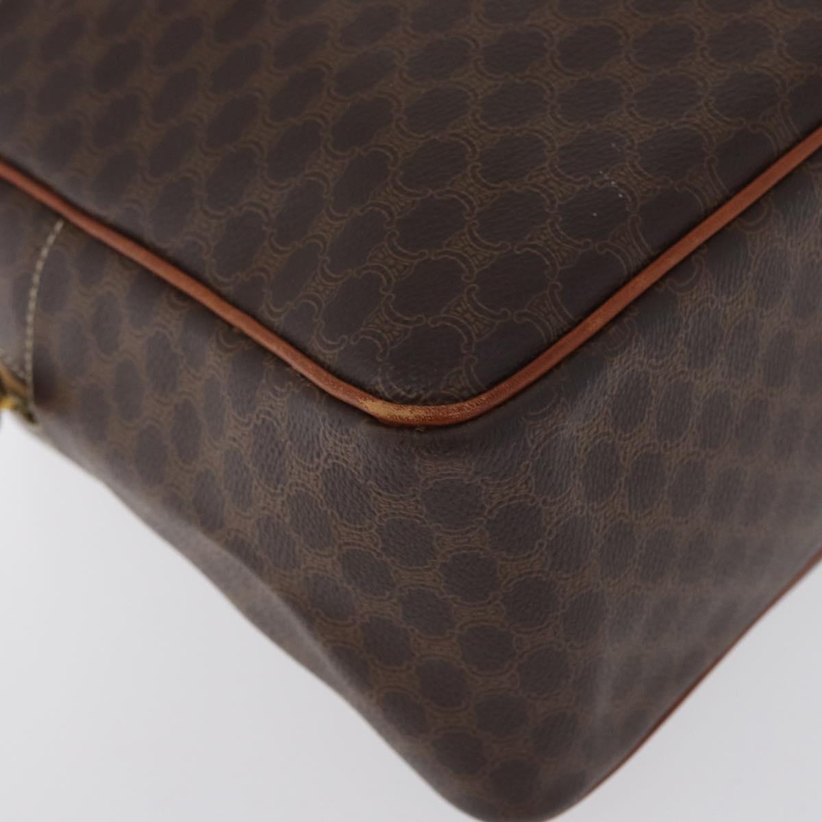 CELINE Macadam Canvas Hand Bag PVC Leather Brown Gold Auth 172767