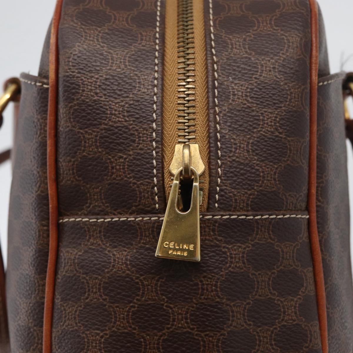 CELINE Macadam Canvas Hand Bag PVC Leather Brown Gold Auth 172767