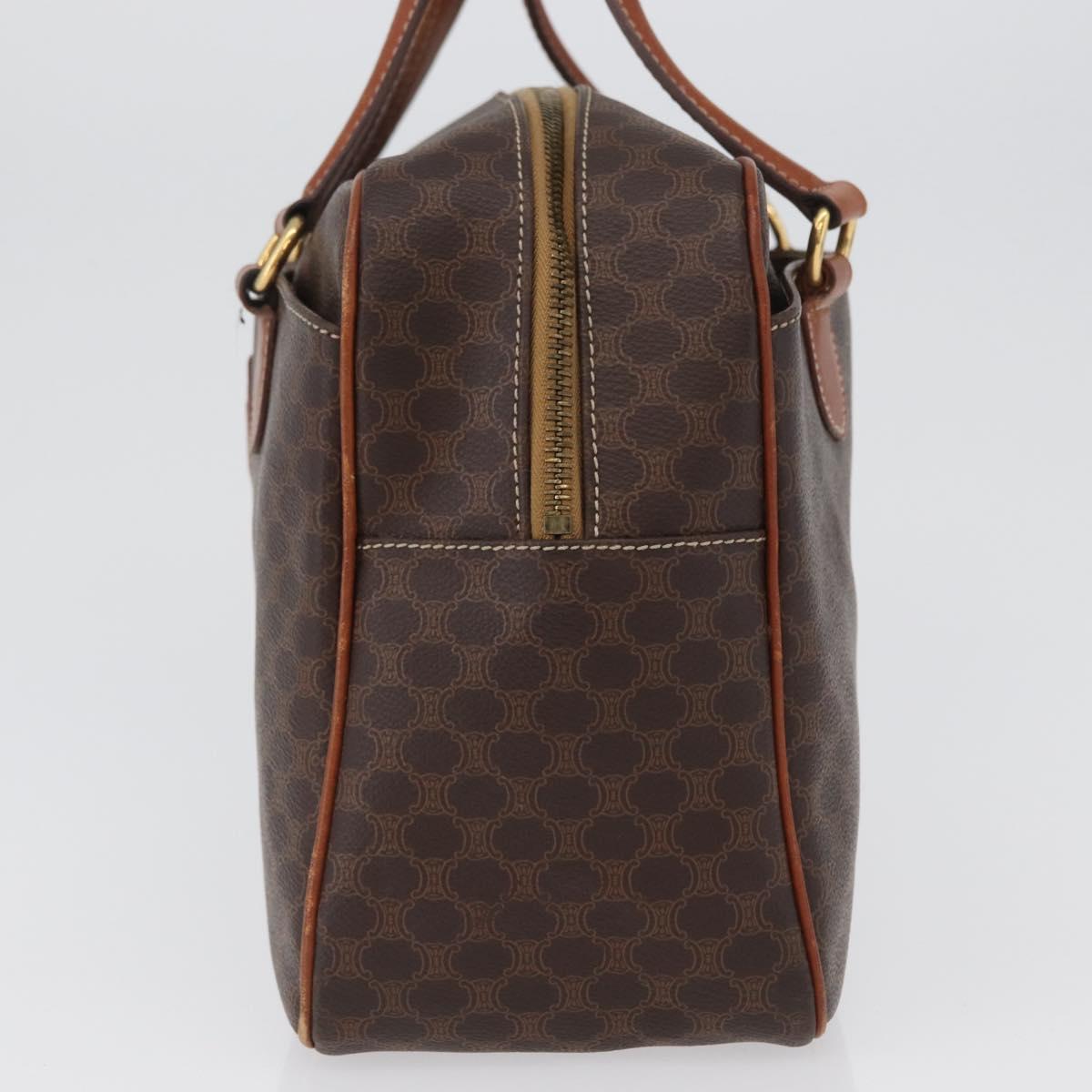 CELINE Macadam Canvas Hand Bag PVC Leather Brown Gold Auth 172767
