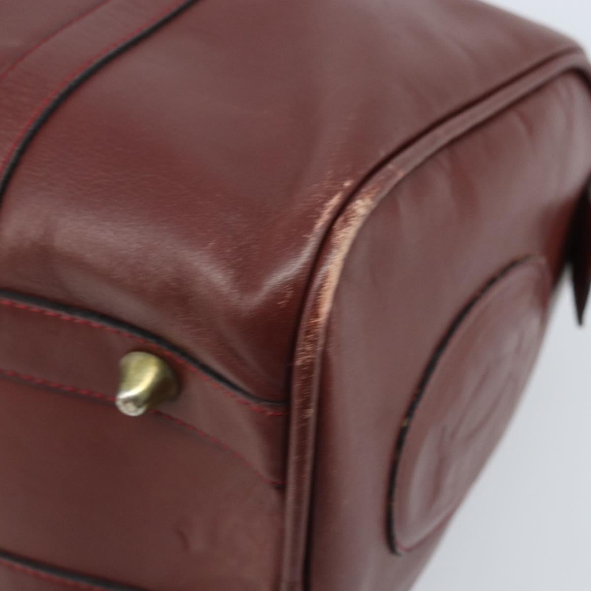 CARTIER Must Line Hand Bag Leather Bordeaux Gold Auth 172770