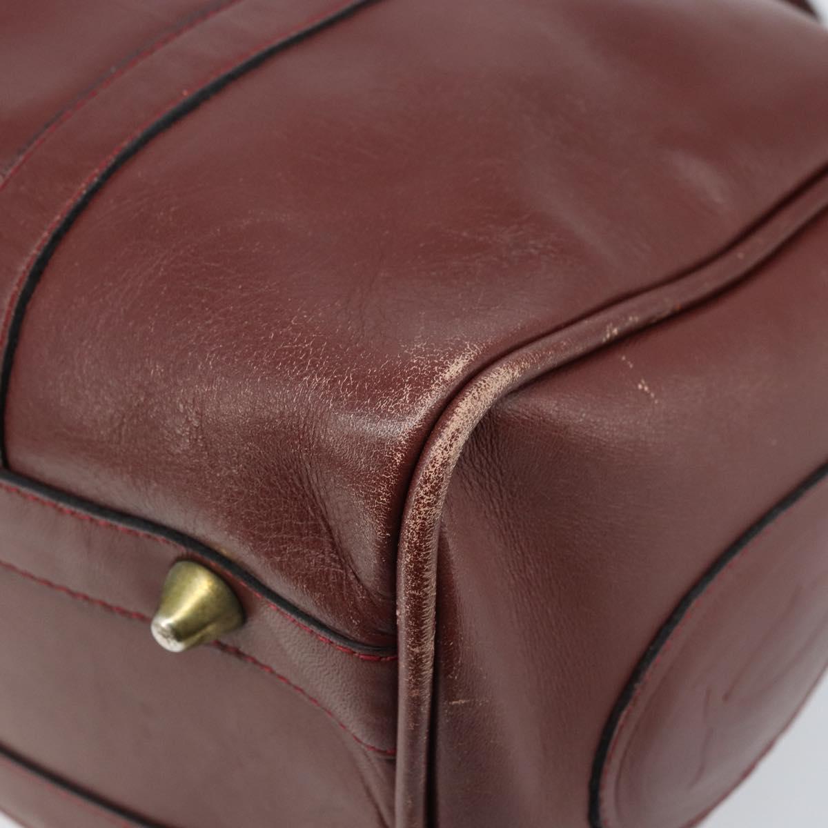 CARTIER Must Line Hand Bag Leather Bordeaux Gold Auth 172770