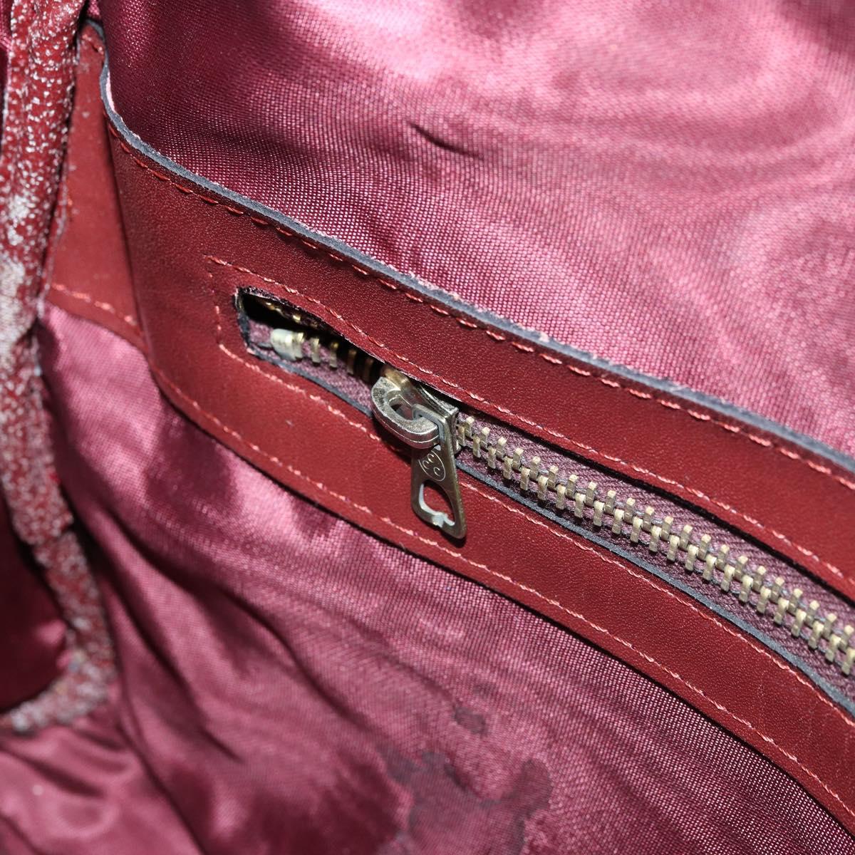 CARTIER Must Line Hand Bag Leather Bordeaux Gold Auth 172770