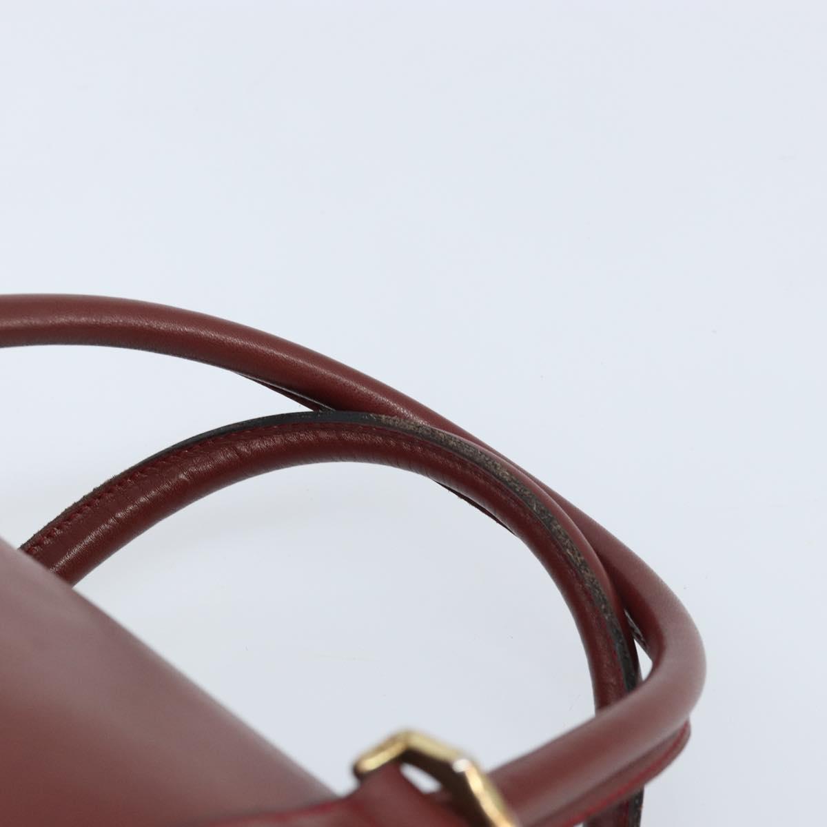 CARTIER Must Line Hand Bag Leather Bordeaux Gold Auth 172770