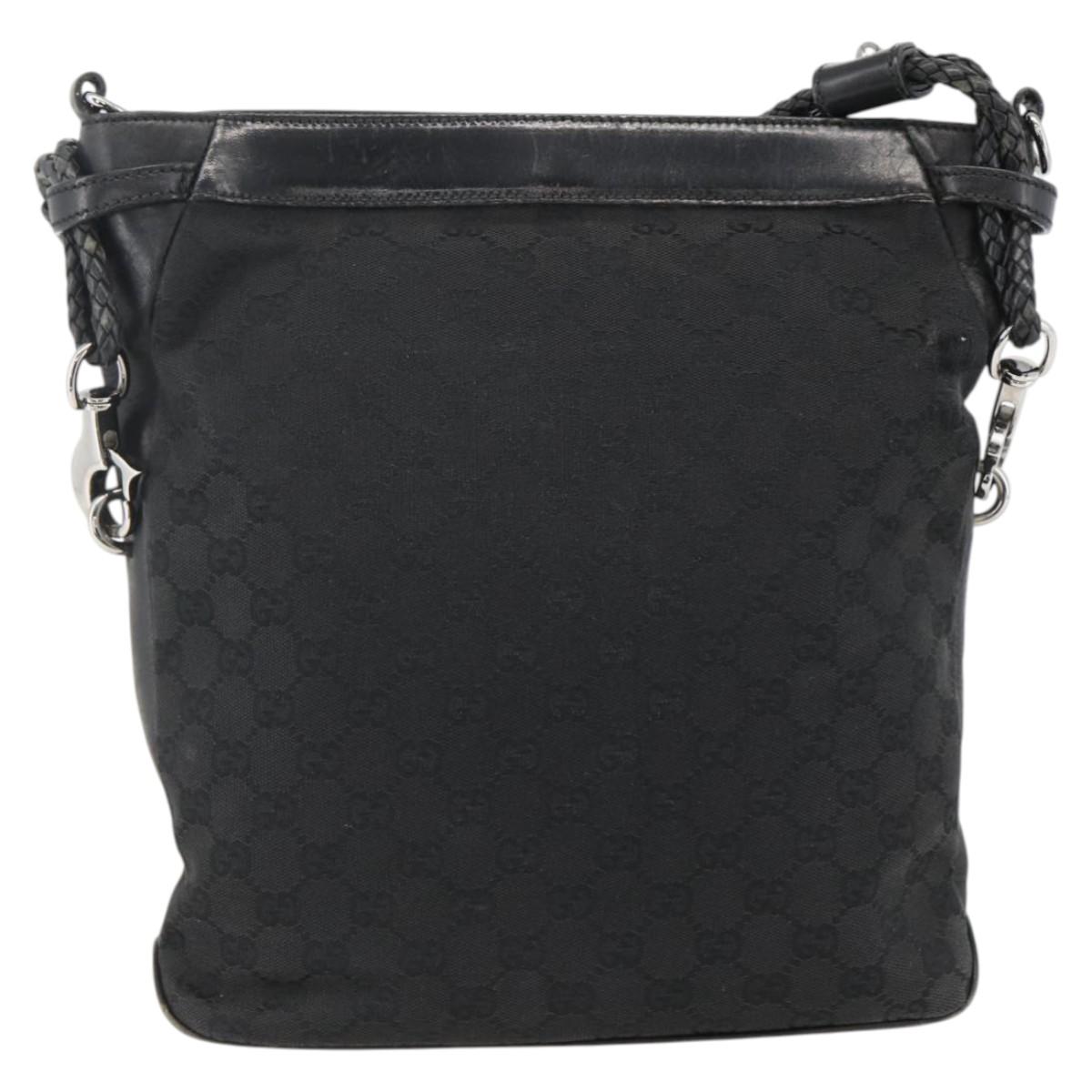 GUCCI GG Canvas Shoulder Bag Black Silver 109097 Auth 172771