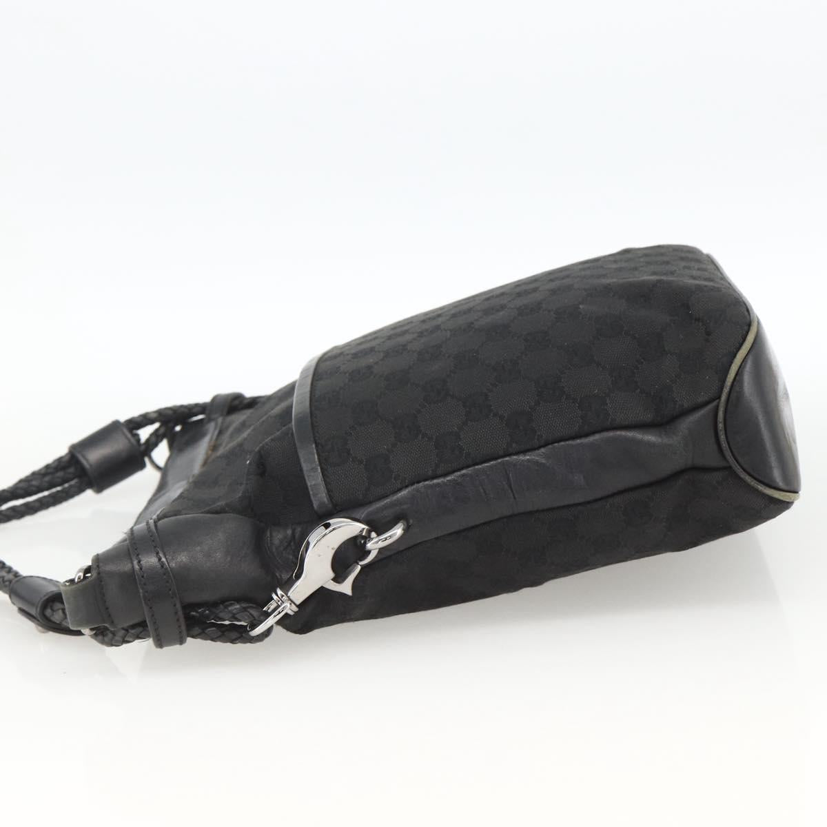 GUCCI GG Canvas Shoulder Bag Black Silver 109097 Auth 172771