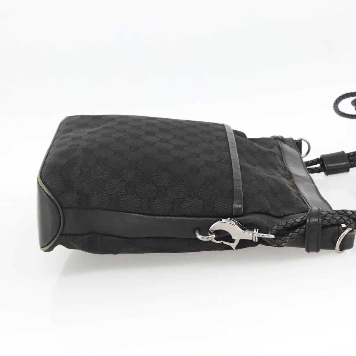 GUCCI GG Canvas Shoulder Bag Black Silver 109097 Auth 172771