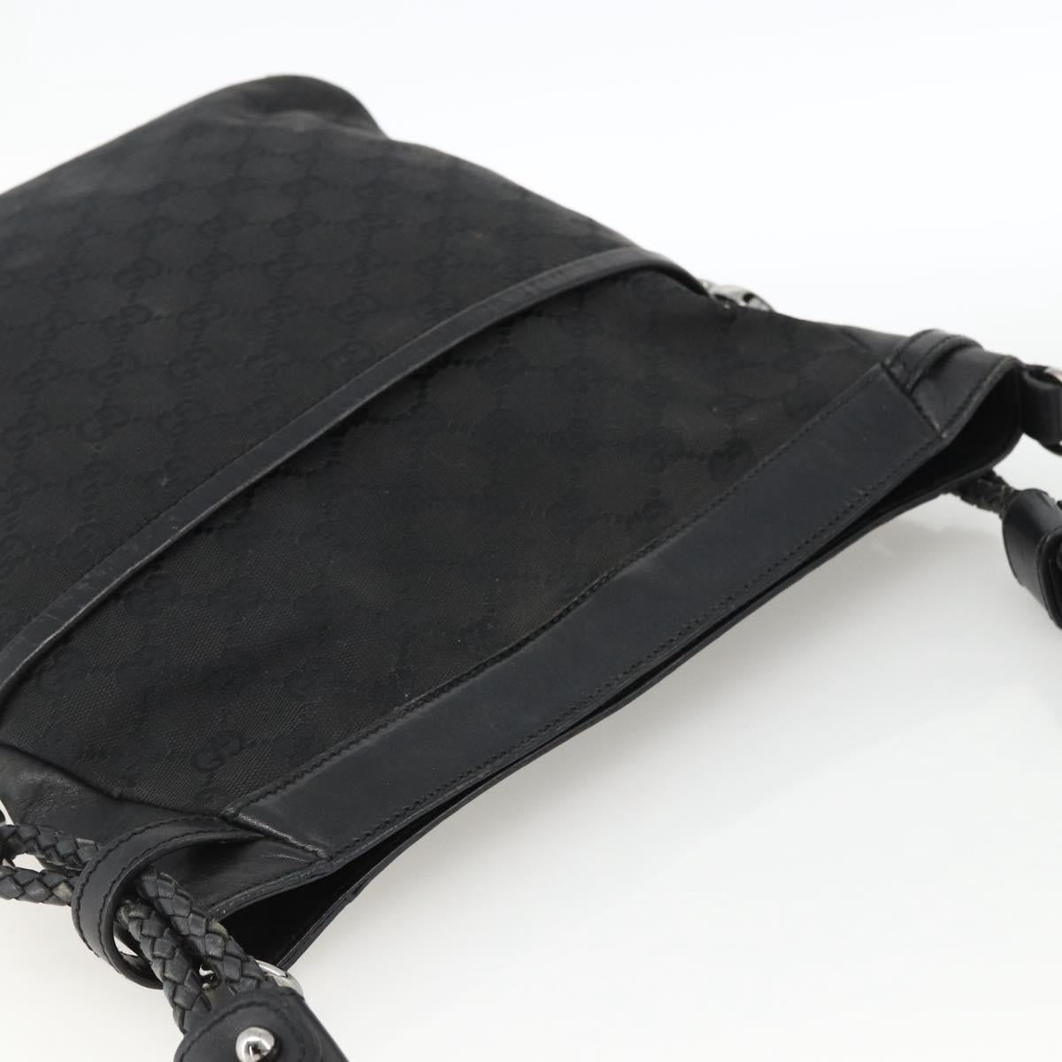 GUCCI GG Canvas Shoulder Bag Black Silver 109097 Auth 172771