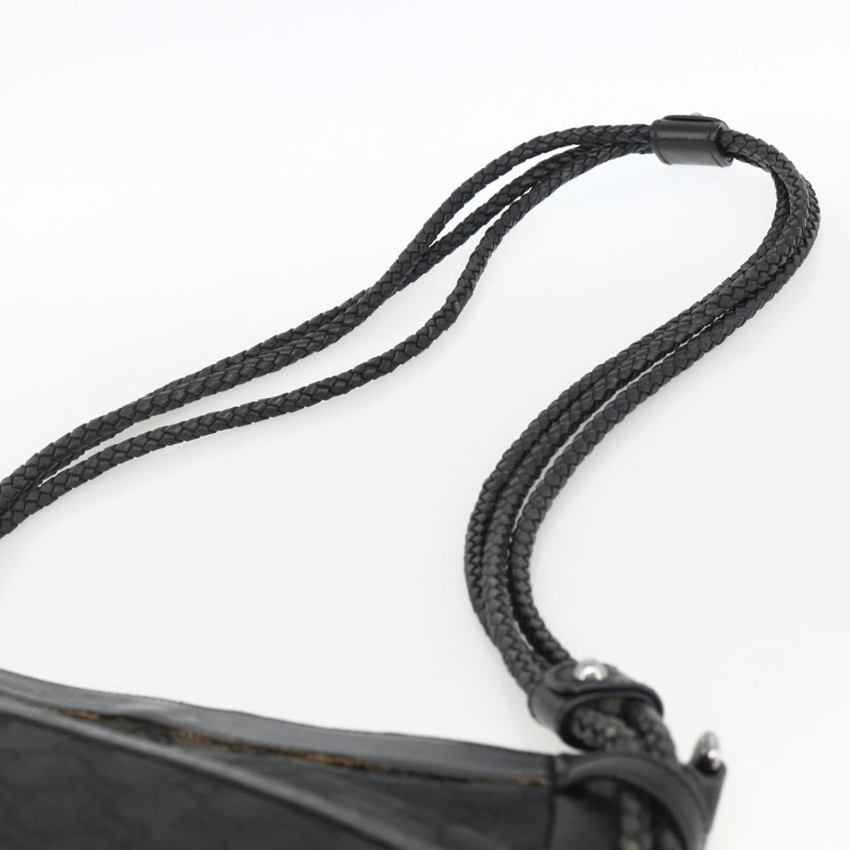 GUCCI GG Canvas Shoulder Bag Black Silver 109097 Auth 172771