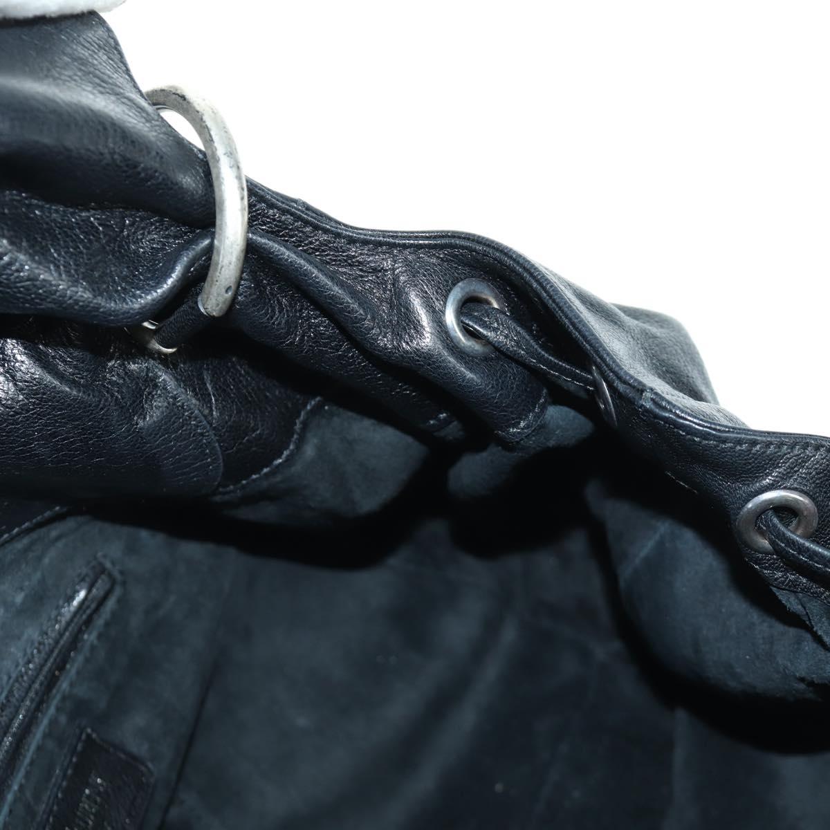 SAINT LAURENT Shoulder Bag Leather Black Silver Auth 172776V