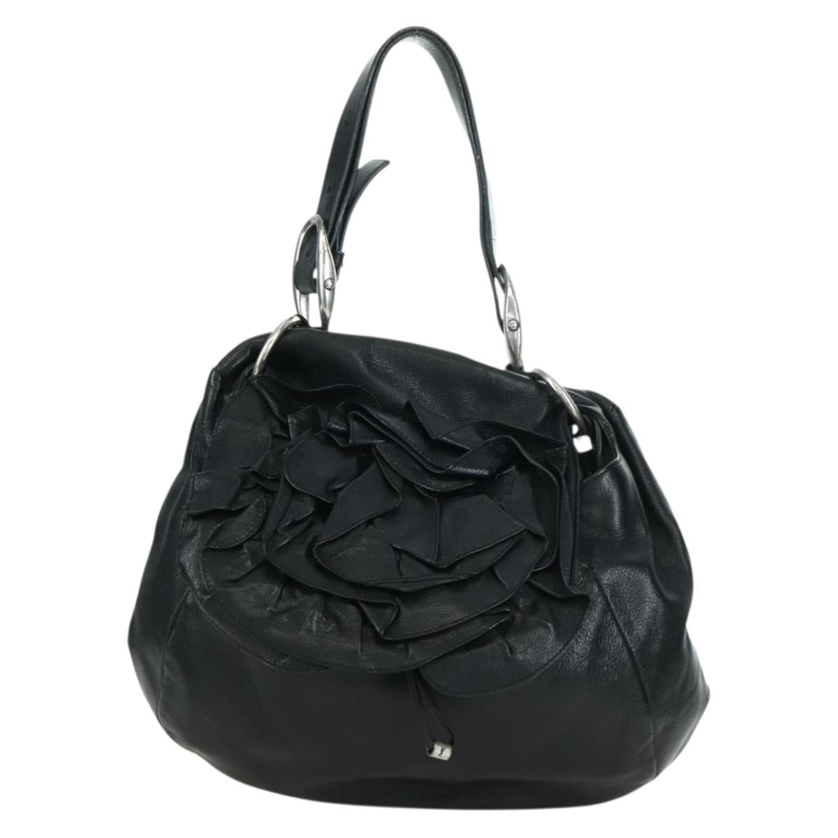 SAINT LAURENT Shoulder Bag Leather Black Silver Auth 172776V