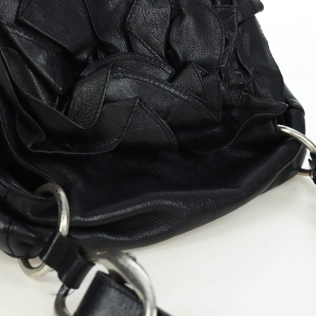 SAINT LAURENT Shoulder Bag Leather Black Silver Auth 172776V