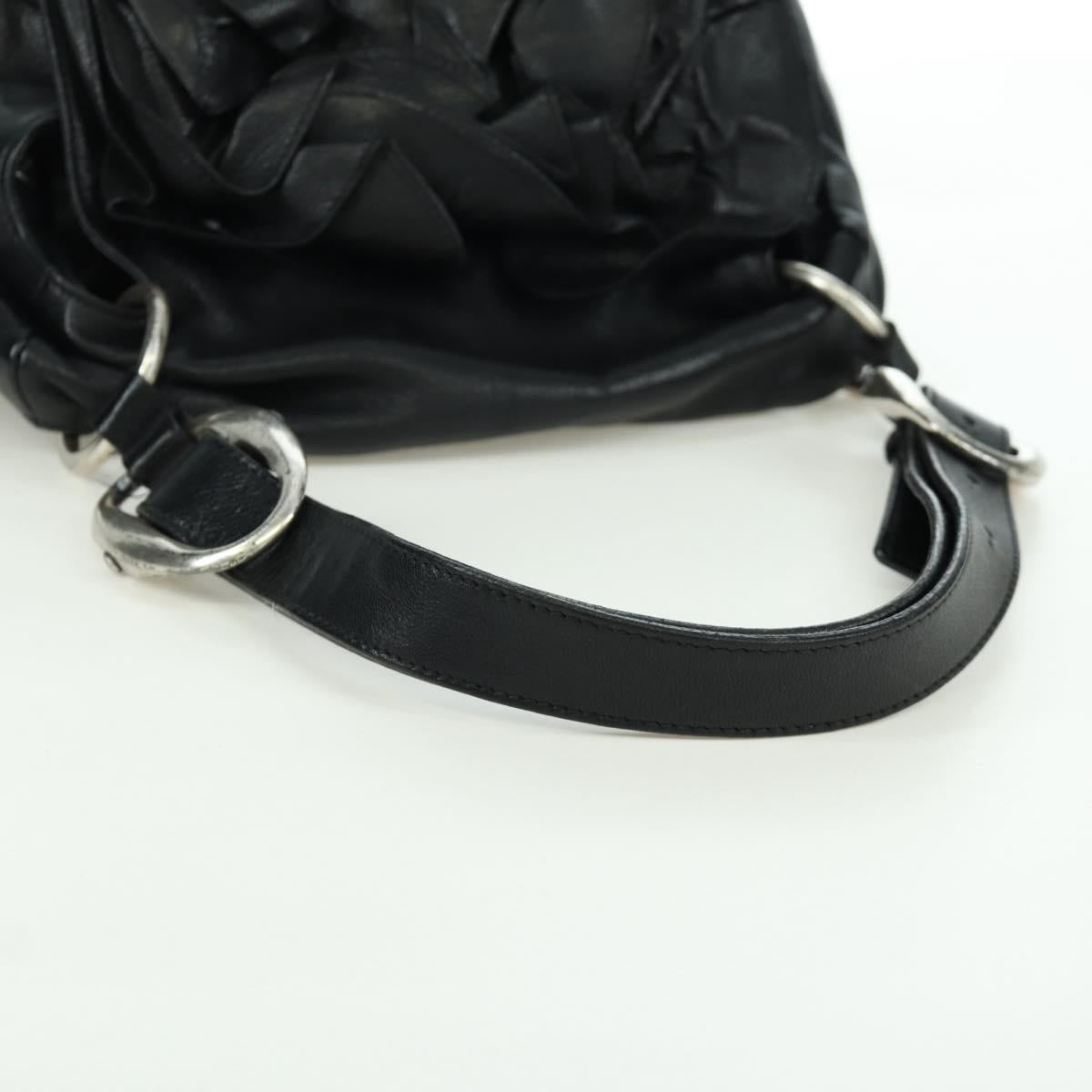 SAINT LAURENT Shoulder Bag Leather Black Silver Auth 172776V
