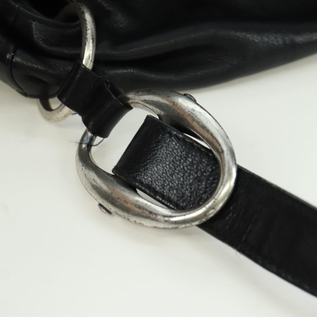 SAINT LAURENT Shoulder Bag Leather Black Silver Auth 172776V