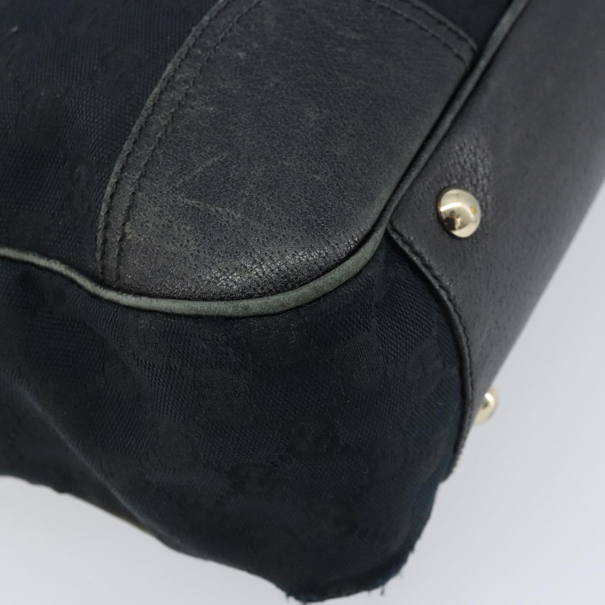 GUCCI GG Canvas Web Sherry Line Tote Bag Black Gold 163805 Auth 172780