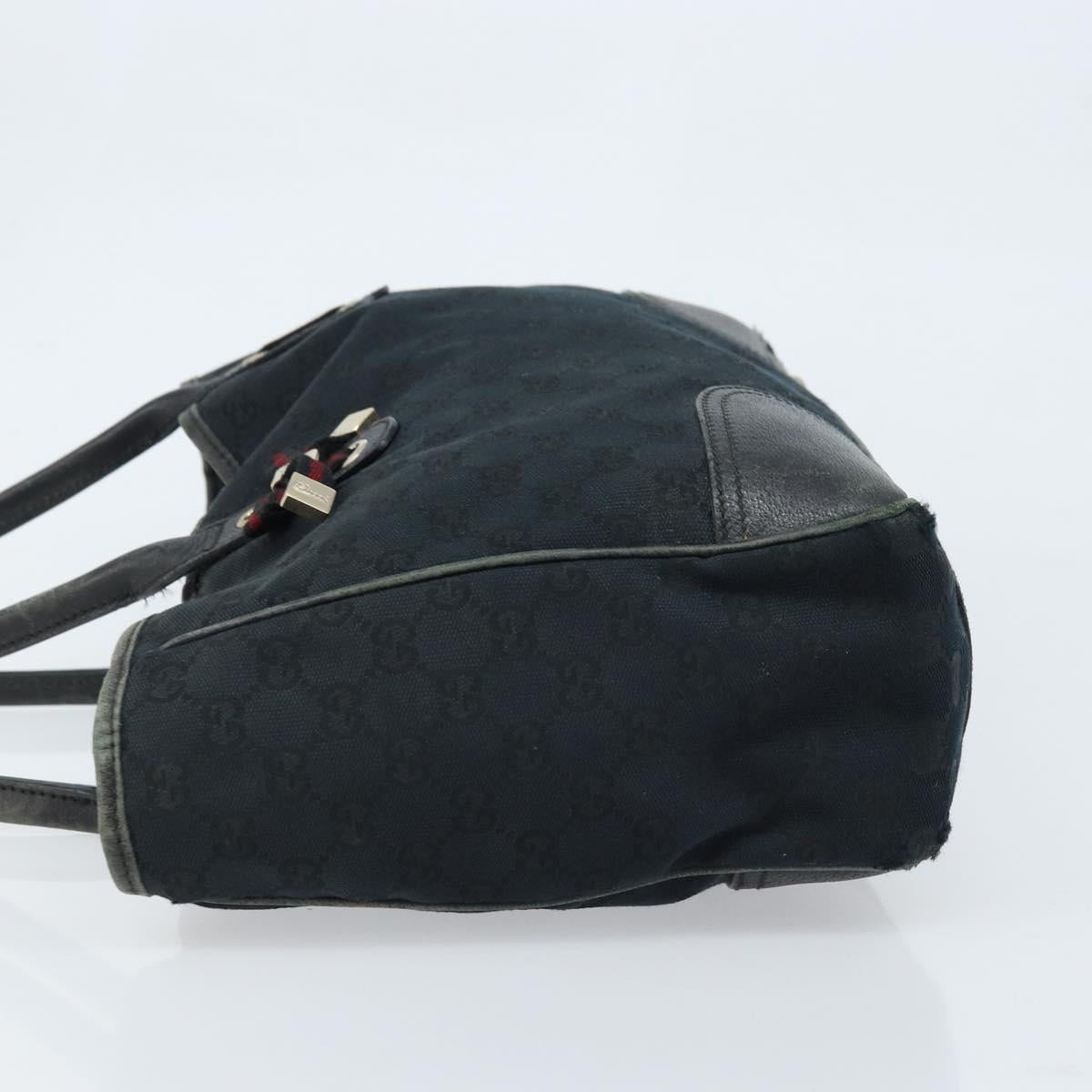 GUCCI GG Canvas Web Sherry Line Tote Bag Black Gold 163805 Auth 172780