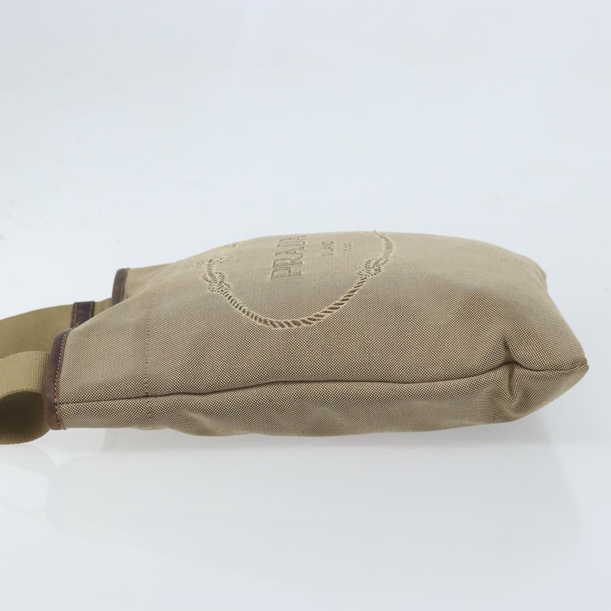 PRADA Shoulder Bag Canvas Beige Silver Auth 172784