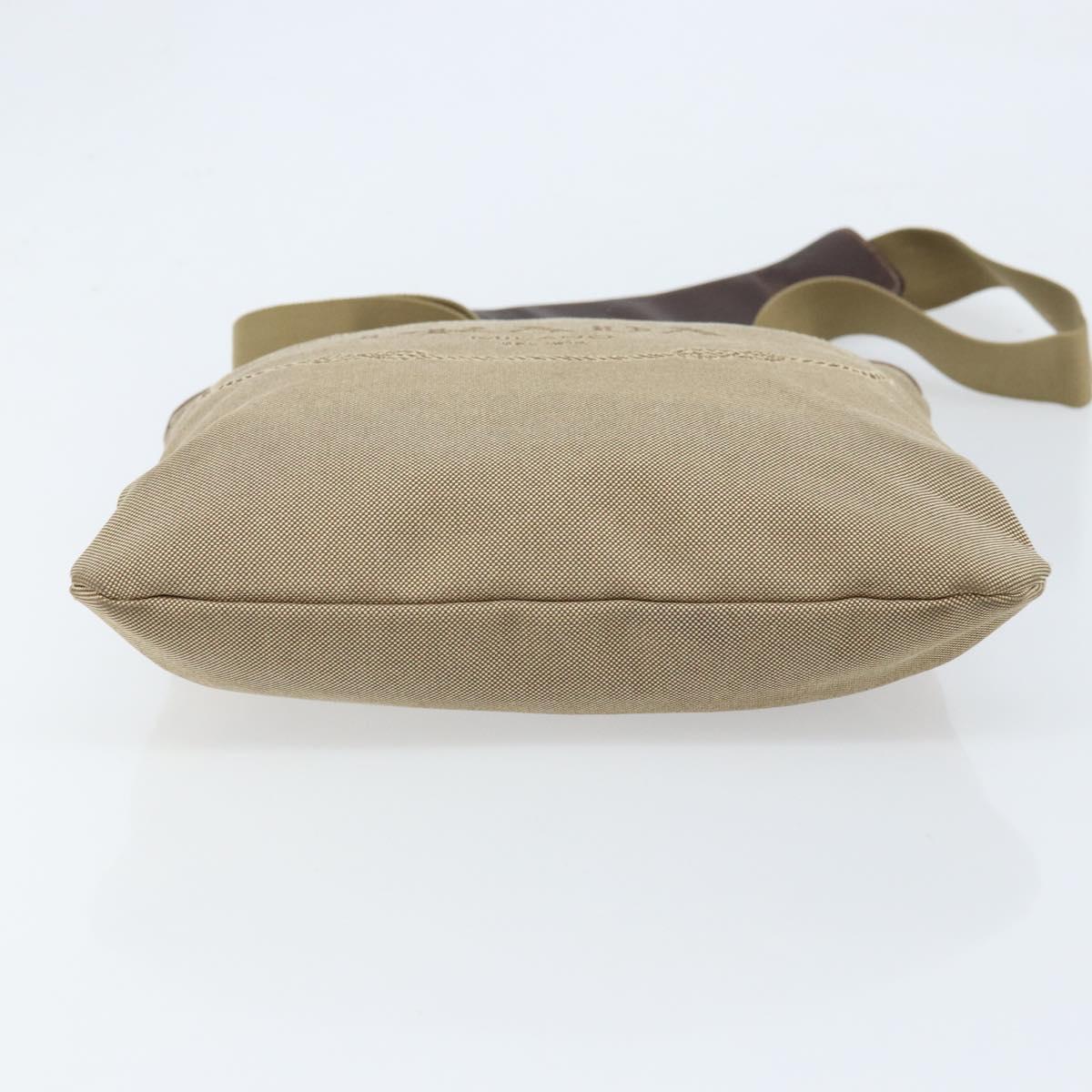 PRADA Shoulder Bag Canvas Beige Silver Auth 172784