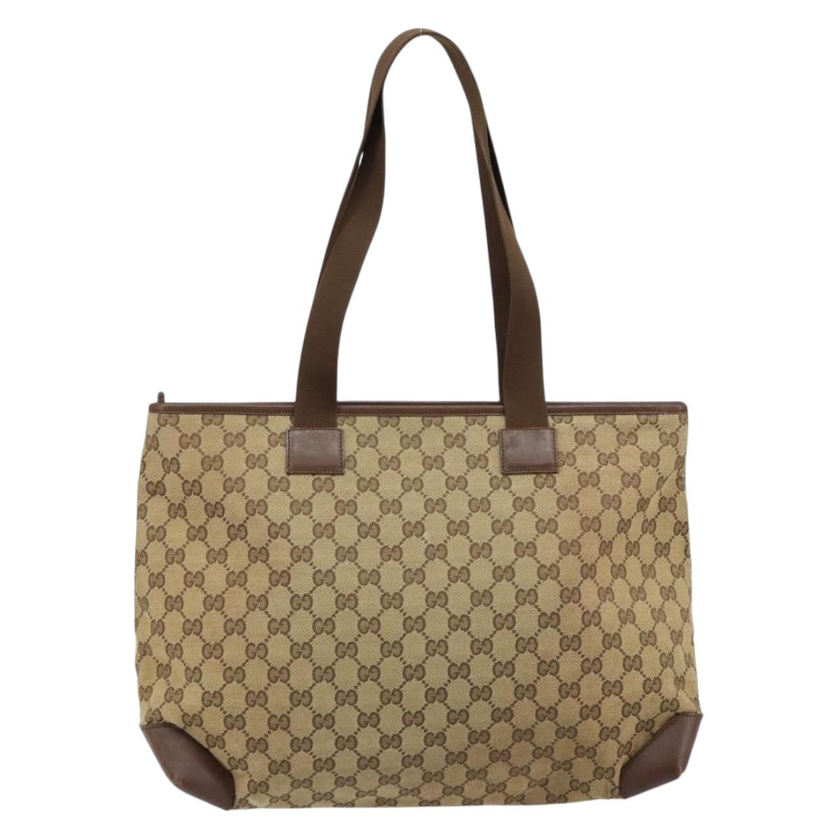 GUCCI GG Canvas Tote Bag Beige Silver 019 0426 3444 Auth 172788
