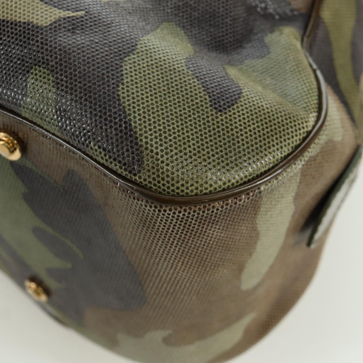 Christian Dior Double Saddle Camouflage Bag Leather Green Gold Auth 172789SAV