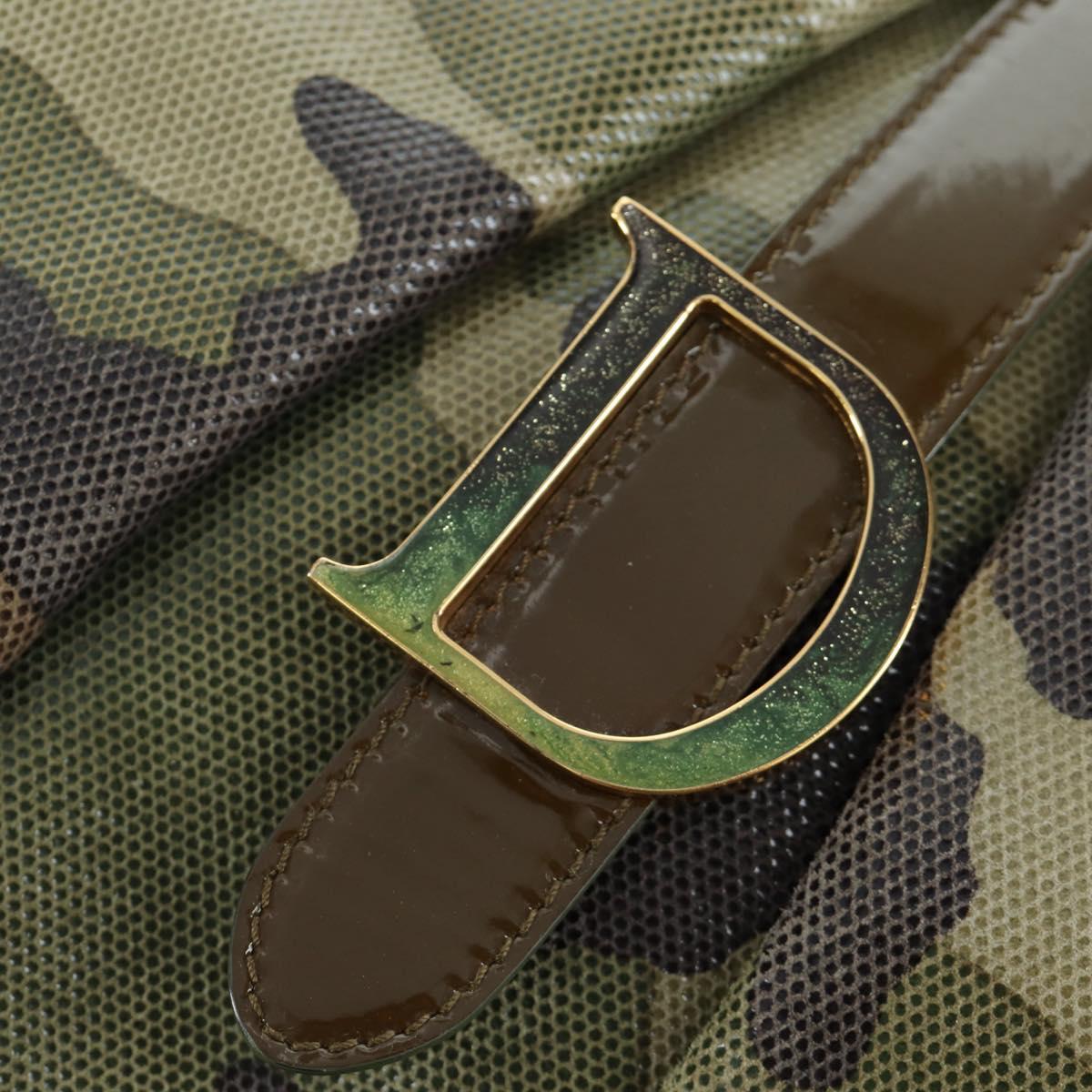 Christian Dior Double Saddle Camouflage Bag Leather Green Gold Auth 172789SAV