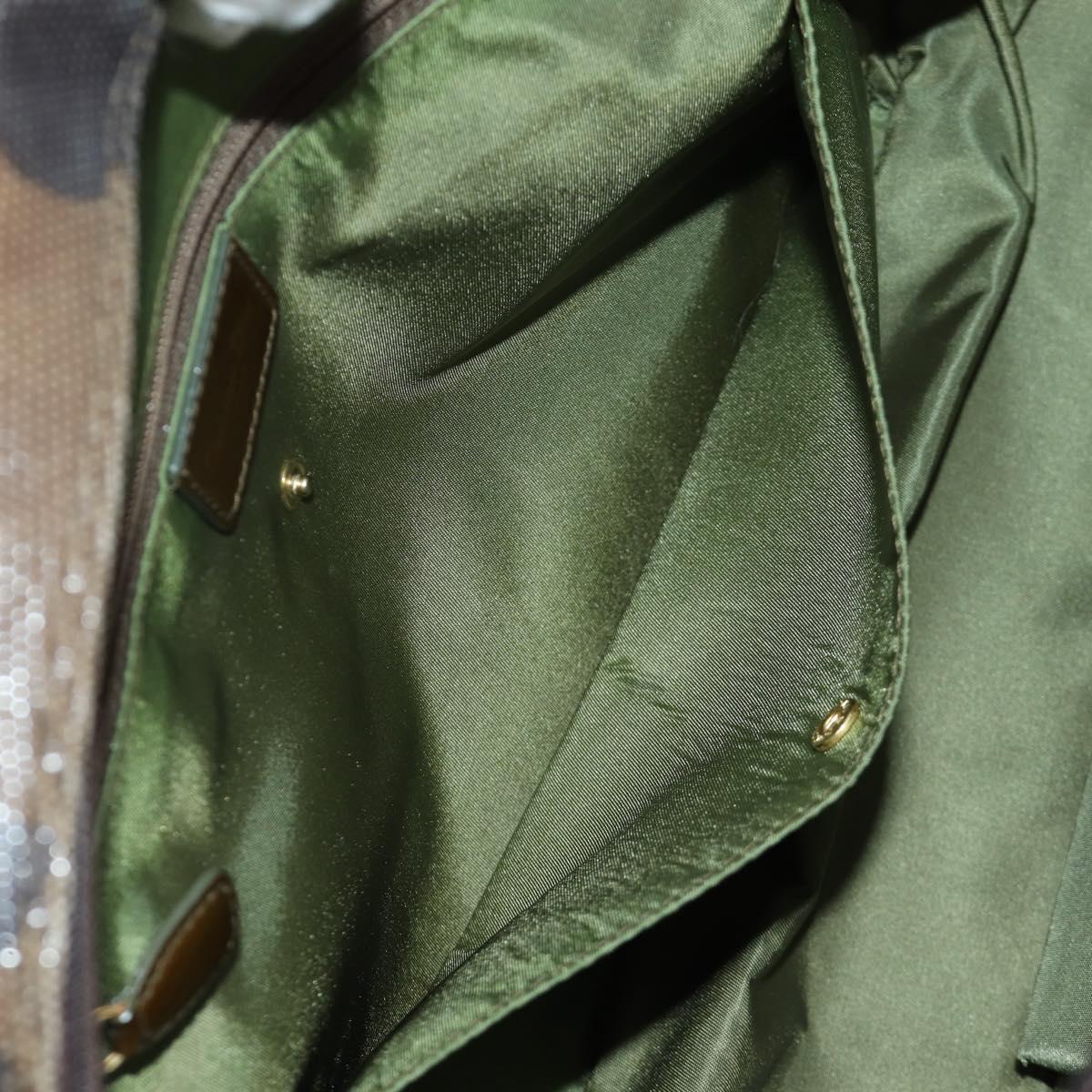 Christian Dior Double Saddle Camouflage Bag Leather Green Gold Auth 172789SAV