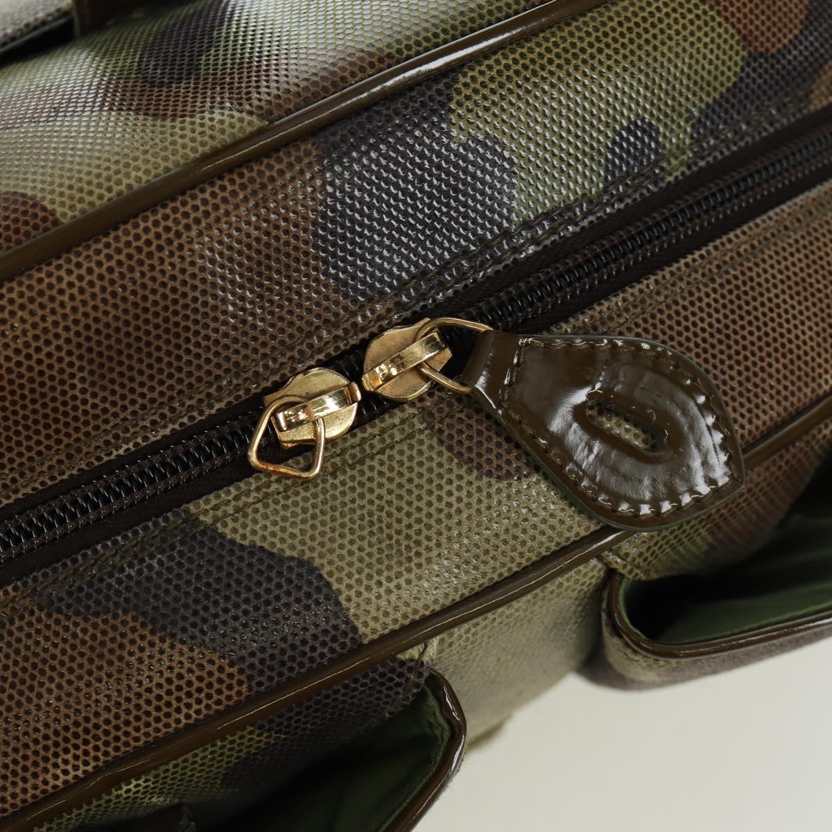 Christian Dior Double Saddle Camouflage Bag Leather Green Gold Auth 172789SAV