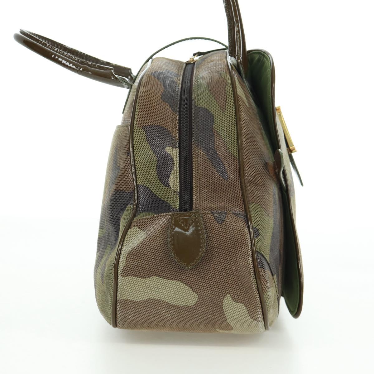 Christian Dior Double Saddle Camouflage Bag Leather Green Gold Auth 172789SAV