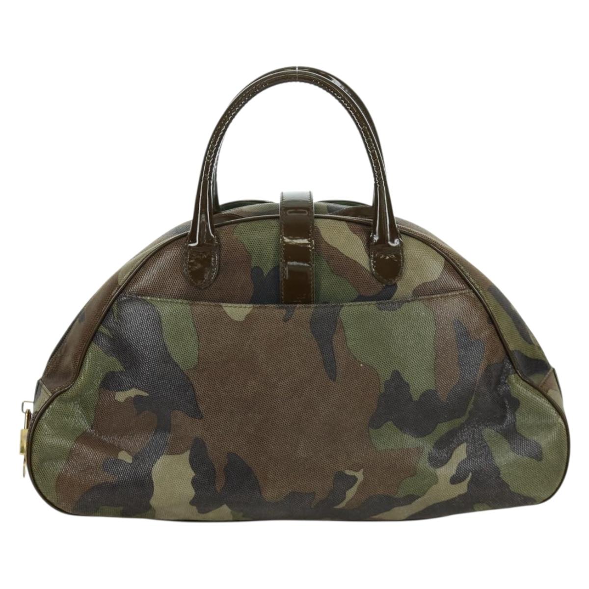 Christian Dior Double Saddle Camouflage Bag Leather Green Gold Auth 172789SAV