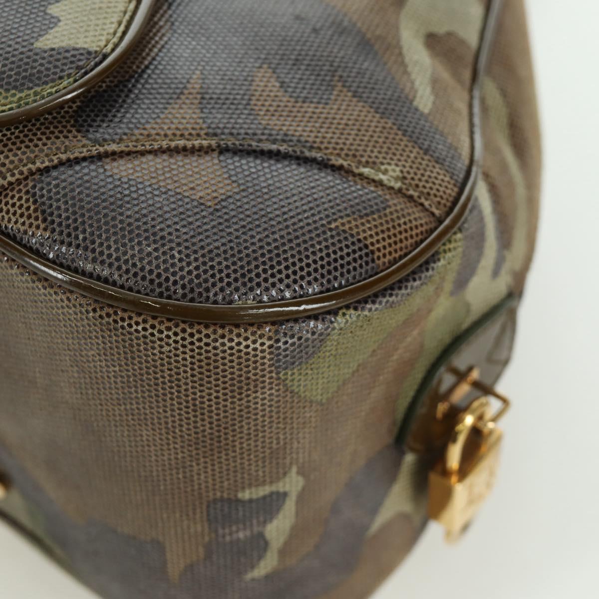 Christian Dior Double Saddle Camouflage Bag Leather Green Gold Auth 172789SAV