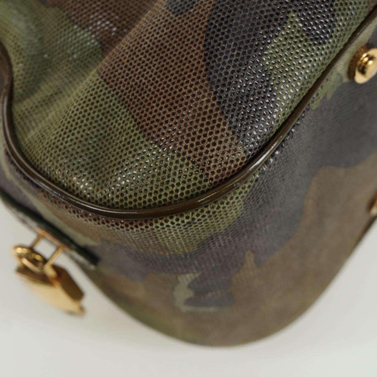 Christian Dior Double Saddle Camouflage Bag Leather Green Gold Auth 172789SAV