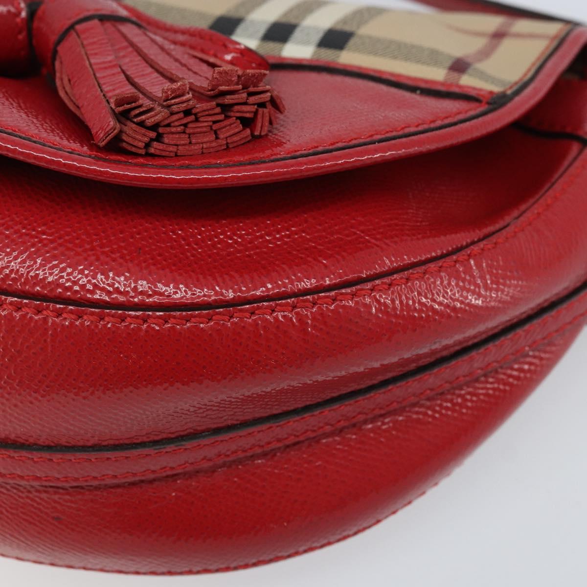 BURBERRY Nova Check Shoulder Bag PVC Beige Gold Auth 172792