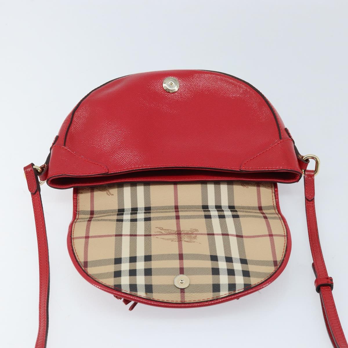 BURBERRY Nova Check Shoulder Bag PVC Beige Gold Auth 172792