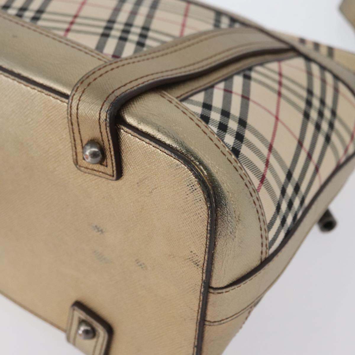 BURBERRY Nova Check Shoulder Bag Canvas Beige Silver Auth 172803