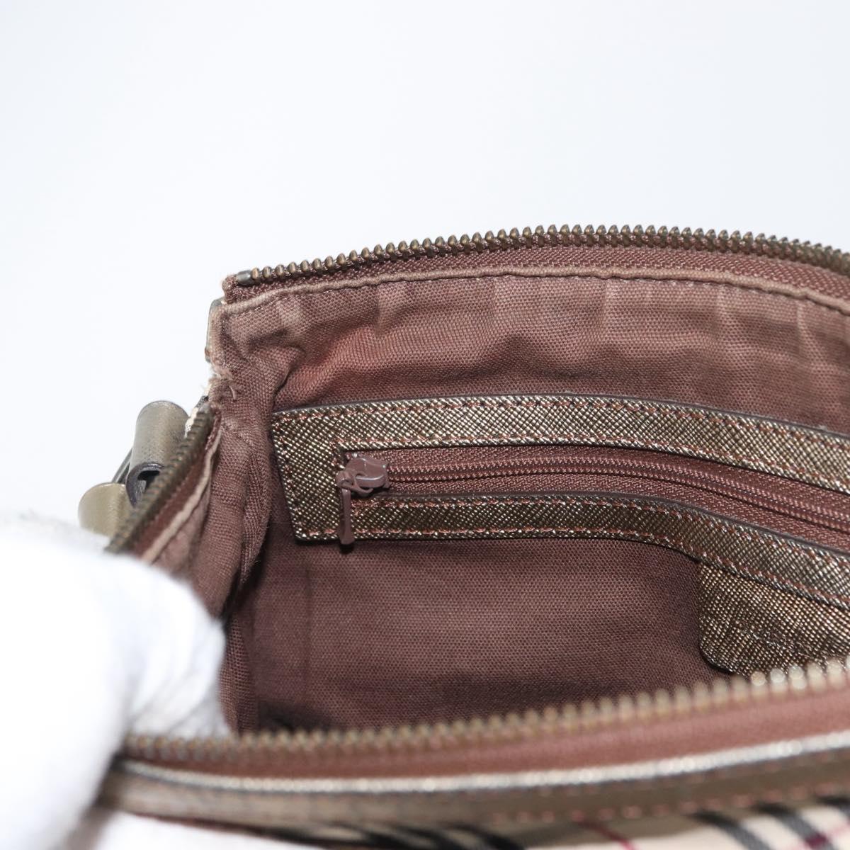 BURBERRY Nova Check Shoulder Bag Canvas Beige Silver Auth 172803