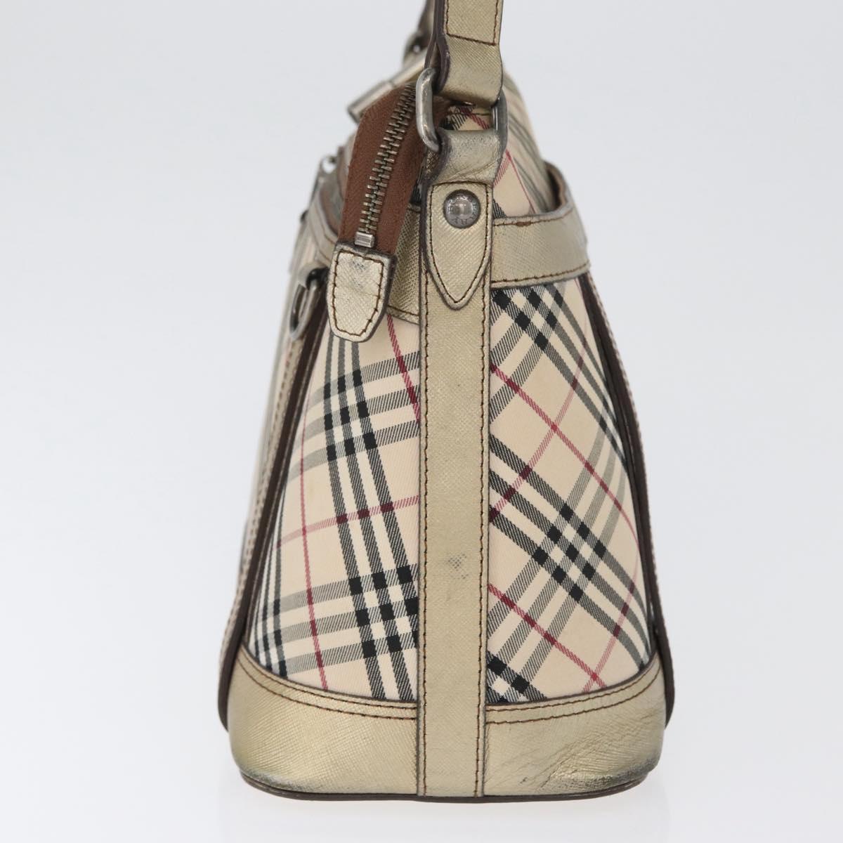 BURBERRY Nova Check Shoulder Bag Canvas Beige Silver Auth 172803