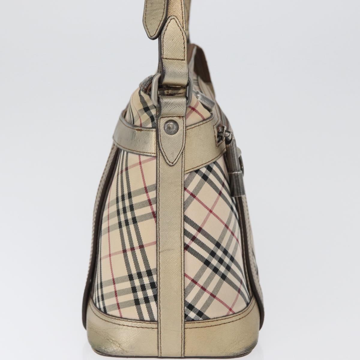 BURBERRY Nova Check Shoulder Bag Canvas Beige Silver Auth 172803