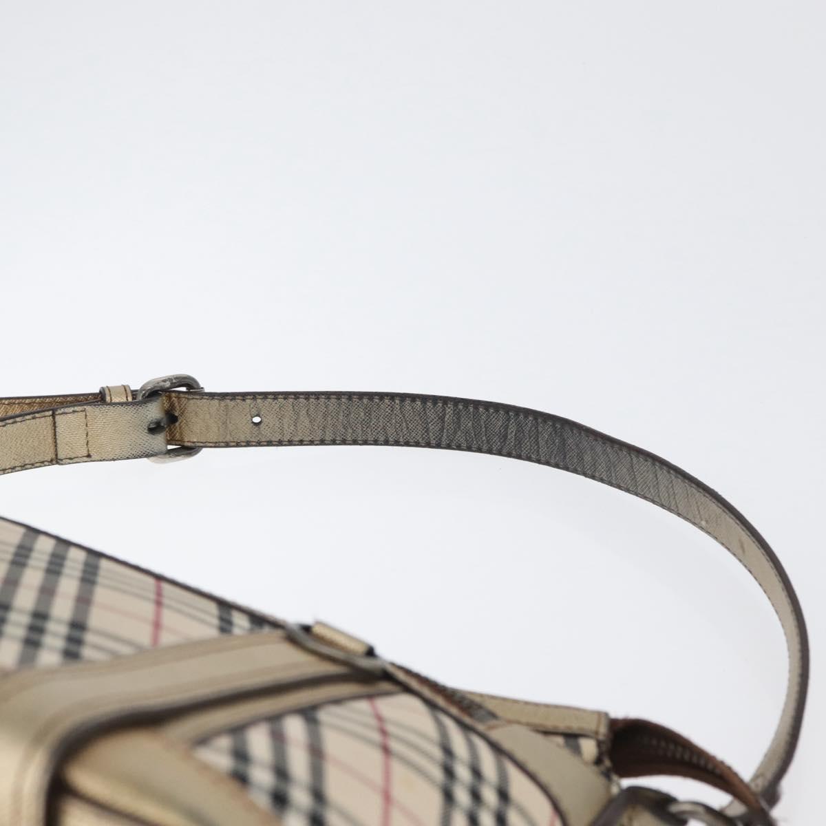 BURBERRY Nova Check Shoulder Bag Canvas Beige Silver Auth 172803