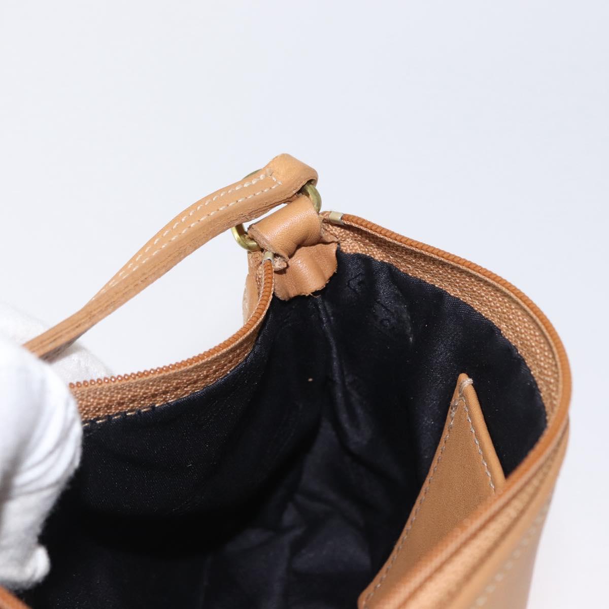 Coach Hand Pouch PVC Beige Gold Auth 172805